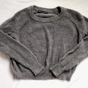 Cropped Knit Grey Sweater